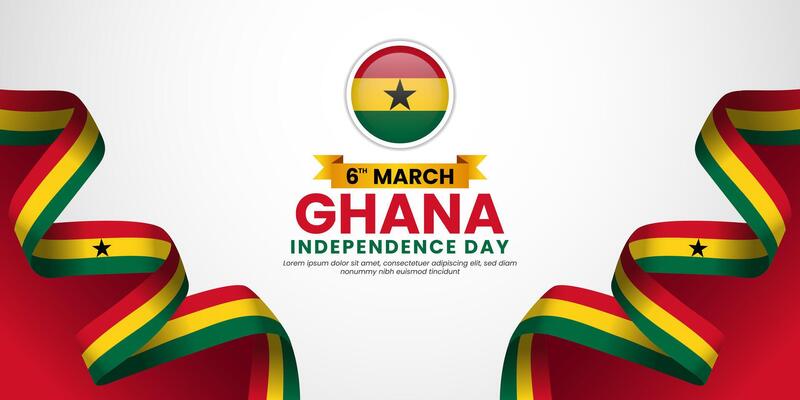 Ghana Flag Banner Background for Independence Day Template Design for greeting card