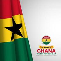 Ghana Independence Day Square Banner Background Design with realistic national flag for Poster, Banner vector