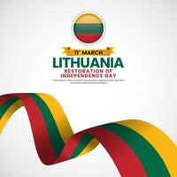 Lithuania Restoration of Independence day with flag on white banner background vector