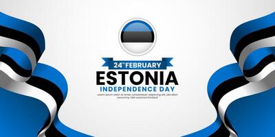 Estonia Flag Waving Ribbon Background for Independence Day with blank space area vector