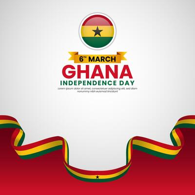 Ghana Independence Day celebration template for banner, greeting card with national flag