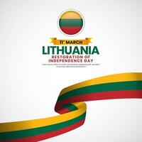 Lithuanian flag for Lithuania Restoration of Independence day on white banner background vector