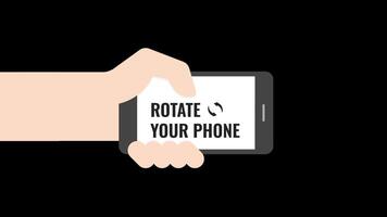 Rotate your phone Hand holding a tablet with the word animation video