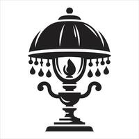 An old lamp with a candle on it vector