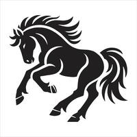 Majestic Horse Illustration in Dynamic Rearing Pose with Flowing Mane and Tail for Equestrian Art, Wildlife Design, and Decorative Animal Artwork vector