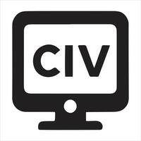 A Minimalist Computer Monitor with CIV Text for Technology Digital Business and Online Communication computer monitor with the word cvi on it vector
