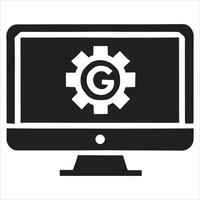 A computer monitor with gears on it vector