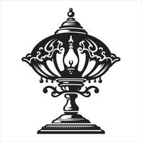An ornate lamp with a candle on top vector