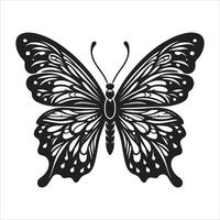 Intricate Butterfly Illustration with Decorative Floral and Ornamental Wing Patterns in Black and White for Tattoo Design Art and Nature Inspired Graphics vector