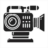 Professional VideoCamera Silhouette for Filmmaking, Broadcasting, Cinematography, Media, and Content Creation vector