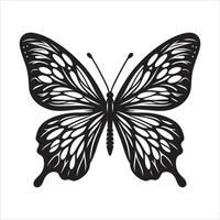 Beautiful Butterfly Illustration with Intricate Wing Patterns in Elegant Black and White Style for Nature and Wildlife Designs vector