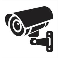 Surveillance Security Camera Silhouette for CCTV Monitoring and Safety System in Black and White vector
