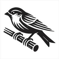 A black and white bird on a branch vector