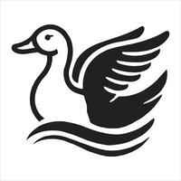 A black and white duck icon on a white background vector