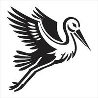 A black and white image of a bird flying vector