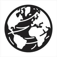 A black and white globe icon on a white background vector