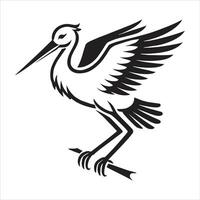 A black and white image of a crane vector