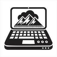 Laptop computer with mountain icon vector