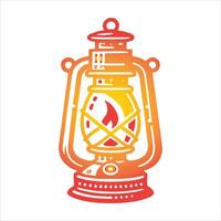 A yellow and orange lantern with a flame on it vector