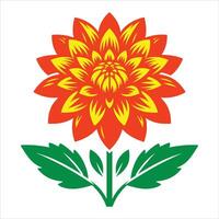A flower with leaves and a red center vector