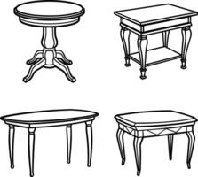 A beautiful table line art collection. vector