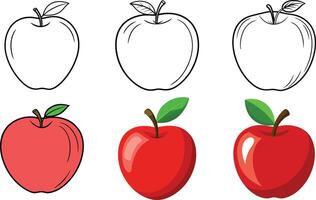Beautiful Apple Drawing in Various Styles From Simple Line Art to Realistic Digital Design. vector