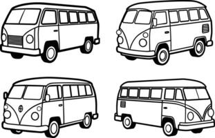 A beautiful microbus line art collection. vector