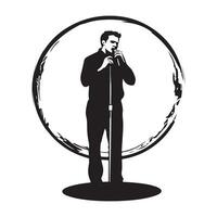 Man Holding Microphone for Talk Show image isolated on white background. vector