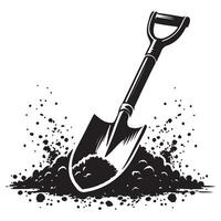 Shovel digging in soil art for gardening projects vector