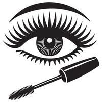 Eye and Mascara Wand Silhouette Makeup Application Design vector
