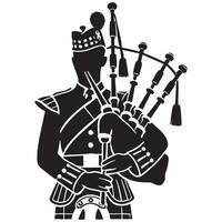 Bagpiper illustration silhouette of traditional scottish musician image vector