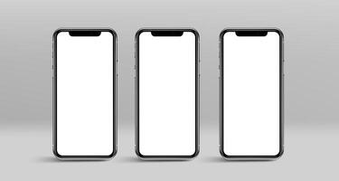 Realistic smartphone blank screen mockup with different angles vector