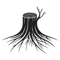 Tree Stump Silhouette with Roots for Nature Illustrations vector