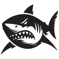Fierce shark with sharp teeth angry silhouette illustration vector