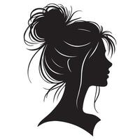 Messy Bun Silhouette Image for Hairstyle Illustrations vector