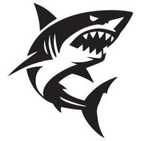 Silhouette Illustration of Aggressive Shark with Open Mouth Showing Teeth vector