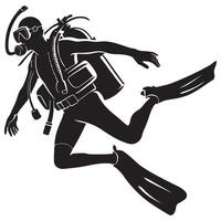 Scuba Diver Silhouette Image Exploring Underwater World vector