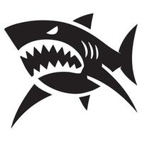 Side view of a shark open mouth showing sharp teeth silhouette vector