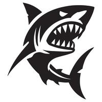 Silhouette Art of Shark with Open Mouth Showing Teeth vector