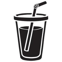 Refreshing Drink with Straw Illustration Silhouette Image vector