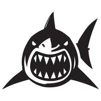 Silhouette Illustration of Aggressive Shark with Sharp Teeth open Jaws vector