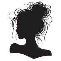 Messy Bun Hairstyle Silhouette Graphic Design Element vector