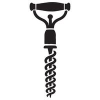 Silhouette Illustration of Vintage Corkscrew Tool for Opening Wine vector