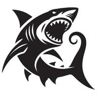 Angry Shark Silhouette Image Open Mouth with Sharp Teeth vector
