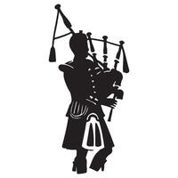 Bagpiper Silhouette Illustration of Scottish Highland Musician vector