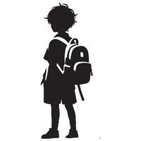 Silhouette of a Boy with Backpack for Educational Designs vector