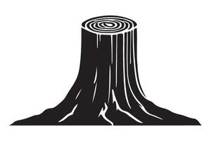 Tree Stump Silhouette Graphic Illustration Nature Logging vector