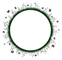 Frame with grass and butterflies. vector