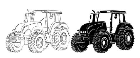 The Sketch of a big tractor. vector