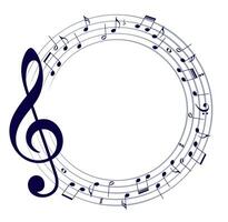 A round frame with music notes. vector